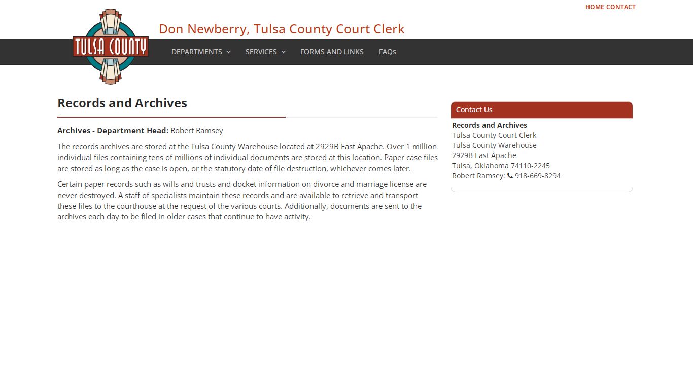 Records and Archives - Don Newberry, Tulsa County Court Clerk